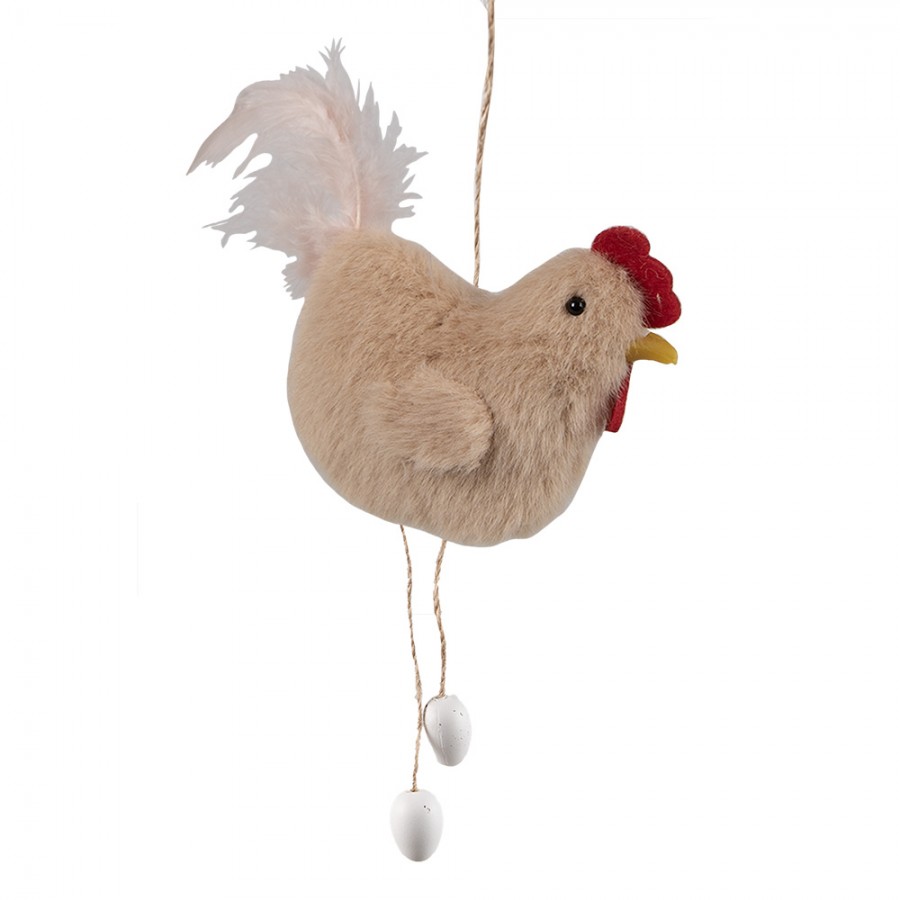 Decorazione da appendere gallina c/ovetti in peluche - 18 cm - Clayre e Eef